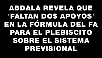 Abdala revela que 'faltan dos apoyos' en la fórmula del Fa para el plebiscito sobre el sistema previsional