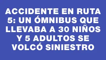 Accidente en Ruta 5: un ómnibus que llevaba a 30 niños y 5 adultos se volcó siniestro