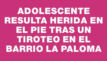 Adolescente resulta herida en el pie tras un tiroteo en el barrio La Paloma