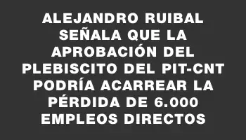 Alejandro Ruibal señala que la aprobación del plebiscito del Pit-cnt podría acarrear la pérdida de 6.000 empleos directos