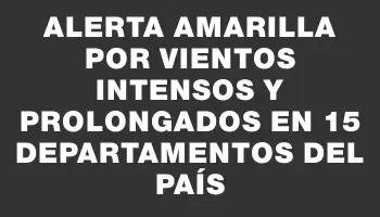 Alerta amarilla por vientos intensos y prolongados en 15 departamentos del país