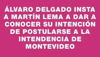 Álvaro Delgado insta a Martín Lema a dar a conocer su intención de postularse a la Intendencia de Montevideo