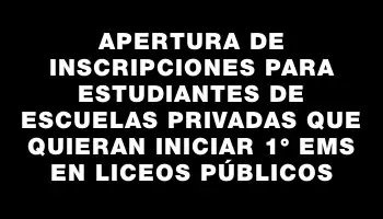 Apertura de inscripciones para estudiantes de escuelas privadas que quieran iniciar 1° Ems en liceos públicos