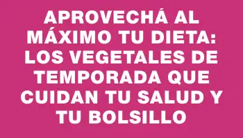 Aprovechá al máximo tu dieta: los vegetales de temporada que cuidan tu salud y tu bolsillo