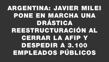 Argentina: Javier Milei pone en marcha una drástica reestructuración al cerrar la Afip y despedir a 3.100 empleados públicos