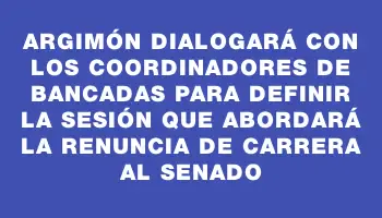 Argimón dialogará con los coordinadores de bancadas para definir la sesión que abordará la renuncia de Carrera al Senado