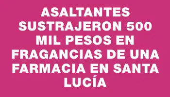 Asaltantes sustrajeron 500 mil pesos en fragancias de una farmacia en Santa Lucía