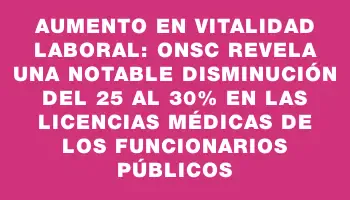 Aumento en vitalidad laboral: Onsc revela una notable disminución del 25 al 30% en las licencias médicas de los funcionarios públicos