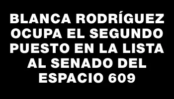 Blanca Rodríguez ocupa el segundo puesto en la lista al Senado del Espacio 609