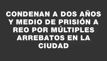 Condenan a dos años y medio de prisión a reo por múltiples arrebatos en la ciudad