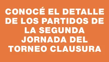 Conocé el detalle de los partidos de la segunda jornada del Torneo Clausura