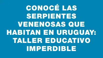 Conocé las serpientes venenosas que habitan en Uruguay: Taller educativo imperdible