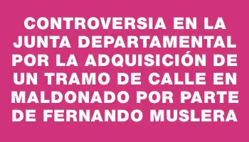 Controversia en la Junta Departamental por la adquisición de un tramo de calle en Maldonado por parte de Fernando Muslera