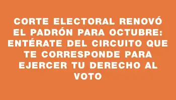 Corte Electoral renovó el padrón para octubre: entérate del circuito que te corresponde para ejercer tu derecho al voto