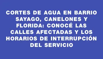 Cortes de agua en Barrio Sayago, Canelones y Florida: Conocé las calles afectadas y los horarios de interrupción del servicio