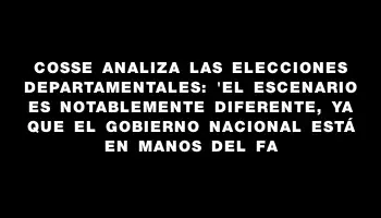 Cosse analiza las elecciones departamentales: 