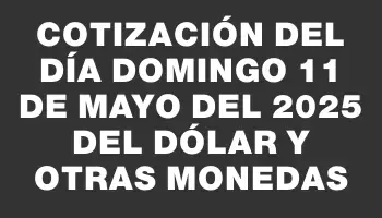 Cotización del día Domingo 11 de mayo del 2025 del dólar y otras monedas
