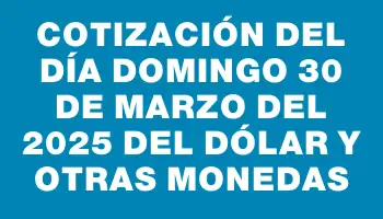 Cotización del día Domingo 30 de marzo del 2025 del dólar y otras monedas