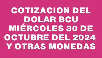 Cotizacion del dolar Bcu Miércoles 30 de octubre del 2024  y otras monedas