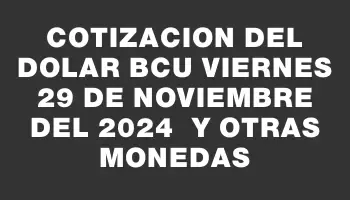 Cotizacion del dolar Bcu Viernes 29 de noviembre del 2024  y otras monedas