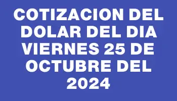 Cotizacion del dolar del dia Viernes 25 de octubre del 2024