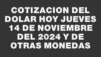 Cotizacion del dolar hoy Jueves 14 de noviembre del 2024 y de otras monedas