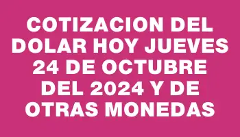 Cotizacion del dolar hoy Jueves 24 de octubre del 2024 y de otras monedas