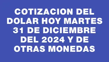 Cotizacion del dolar hoy Martes 31 de diciembre del 2024 y de otras monedas