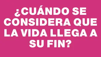 ¿Cuándo se considera que la vida llega a su fin?