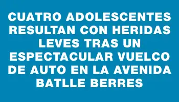 Cuatro adolescentes resultan con heridas leves tras un espectacular vuelco de auto en la avenida Batlle Berres