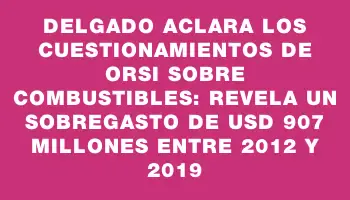 Delgado aclara los cuestionamientos de Orsi sobre combustibles: Revela un sobregasto de Usd 907 millones entre 2012 y 2019