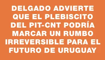 Delgado advierte que el plebiscito del Pit-cnt podría marcar un rumbo irreversible para el futuro de Uruguay