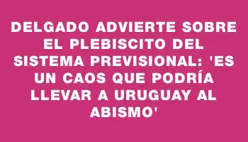 Delgado advierte sobre el plebiscito del sistema previsional: 'Es un caos que podría llevar a Uruguay al abismo'