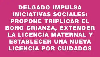 Delgado impulsa iniciativas sociales: propone triplicar el bono crianza, extender la licencia maternal y establecer una nueva licencia por cuidados