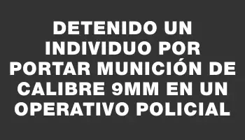 Detenido un individuo por portar munición de calibre 9mm en un operativo policial