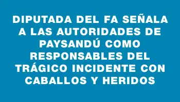 Diputada del Fa señala a las autoridades de Paysandú como responsables del trágico incidente con caballos y heridos