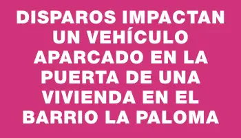 Disparos impactan un vehículo aparcado en la puerta de una vivienda en el barrio La Paloma