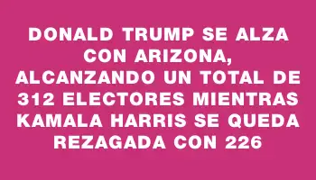 Donald Trump se alza con Arizona, alcanzando un total de 312 electores mientras Kamala Harris se queda rezagada con 226