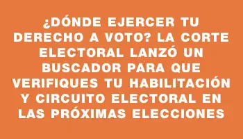 ¿Dónde ejercer tu derecho a voto? La Corte Electoral lanzó un buscador para que verifiques tu habilitación y circuito electoral en las próximas elecciones