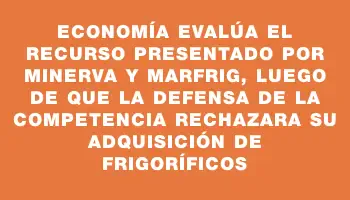 Economía evalúa el recurso presentado por Minerva y Marfrig, luego de que la Defensa de la Competencia rechazara su adquisición de frigoríficos