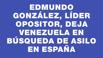 Edmundo González, líder opositor, deja Venezuela en búsqueda de asilo en España