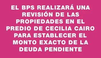 El Bps realizará una revisión de las propiedades en el predio de Cecilia Cairo para establecer el monto exacto de la deuda pendiente