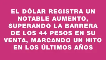 El dólar registra un notable aumento, superando la barrera de los 44 pesos en su venta, marcando un hito en los últimos años