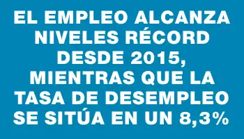 El empleo alcanza niveles récord desde 2015, mientras que la tasa de desempleo se sitúa en un 8,3%