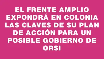 El Frente Amplio expondrá en Colonia las claves de su plan de acción para un posible gobierno de Orsi