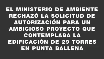 El Ministerio de Ambiente rechazó la solicitud de autorización para un ambicioso proyecto que contemplaba la edificación de 29 torres en Punta Ballena