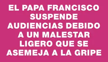 El Papa Francisco suspende audiencias debido a un malestar ligero que se asemeja a la gripe