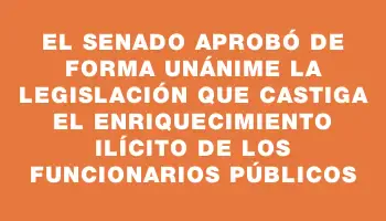 El Senado aprobó de forma unánime la legislación que castiga el enriquecimiento ilícito de los funcionarios públicos