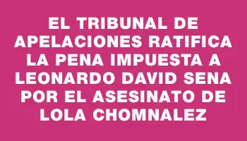 El Tribunal de Apelaciones ratifica la pena impuesta a Leonardo David Sena por el asesinato de Lola Chomnalez