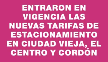 Entraron en vigencia las nuevas tarifas de estacionamiento en Ciudad Vieja, el Centro y Cordón